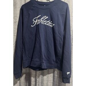 Fabletics The Go To Crew Sweatshirt Deep Navy size Large Cursive Logo